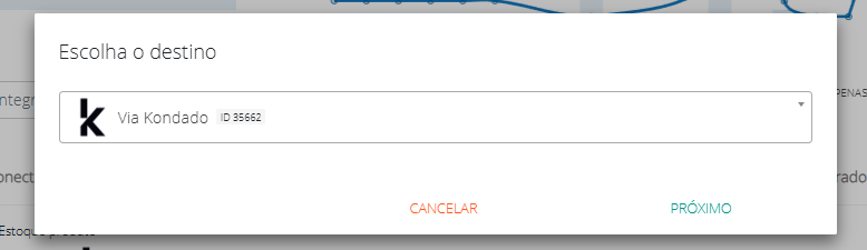 Seleção do destino na Kondado