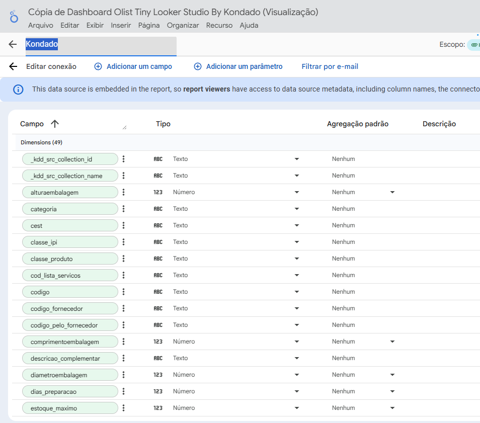Alterando o nome da fonte de dados